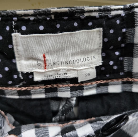 Anthropologie Black And White Checkered Shorts Size 25 - Picture 3 of 4